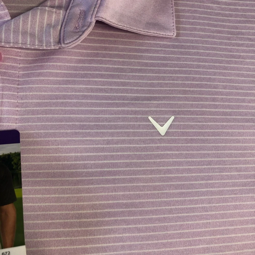 Callaway Polo Shirt Mens 2XL NWT Pink Striped Short Sleeve Golf - Picture 3 of 14